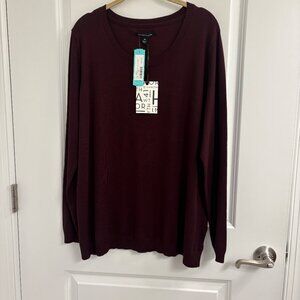 NWT 41 Hawthorn XXL "Aubree Fine Gauge Crewneck Sweater" Burgundy Lightweight